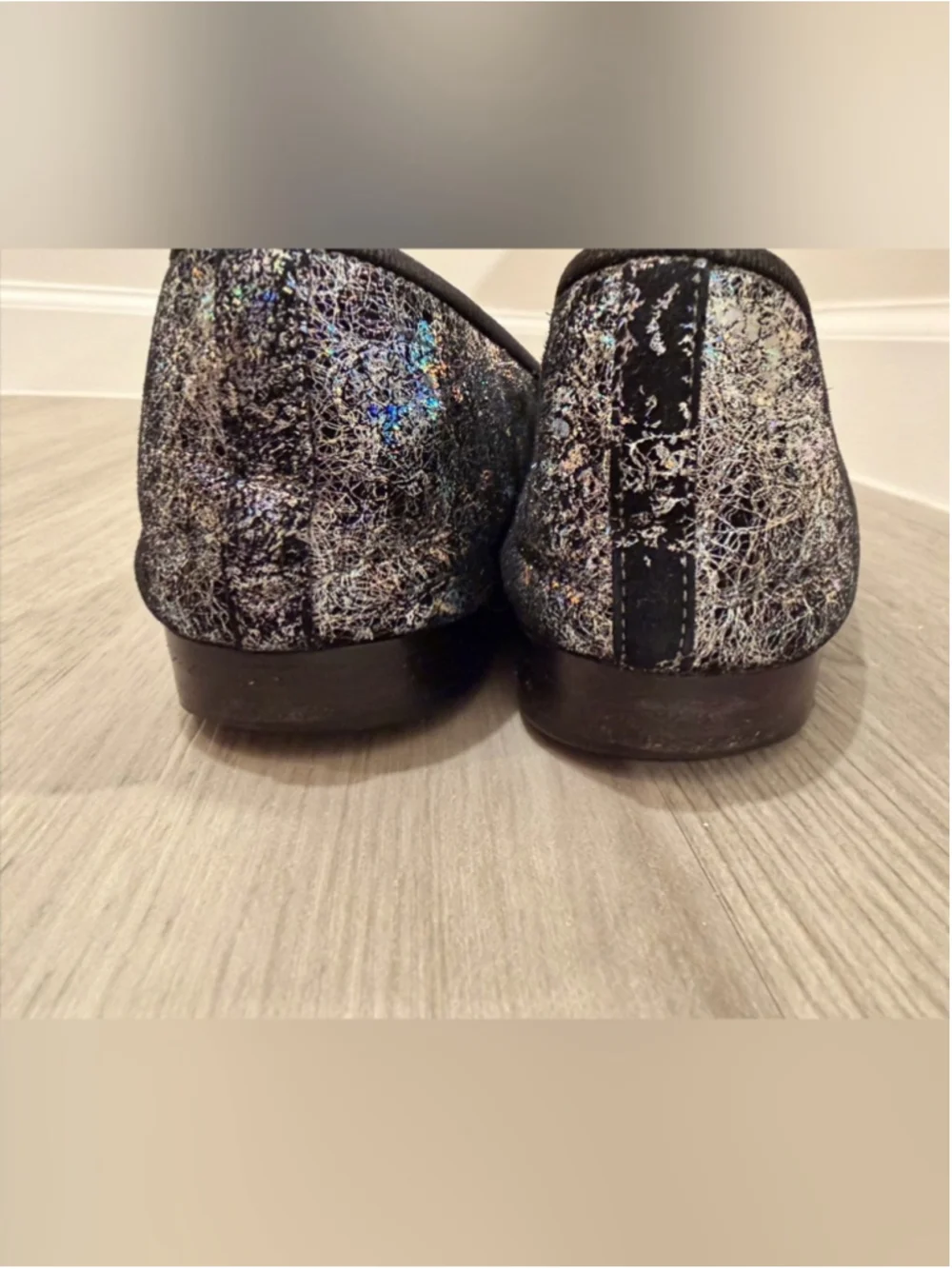 Chanel Rare CC Ballet Flat Silver Cap Toe Holographic Suede Leather EU 38.5